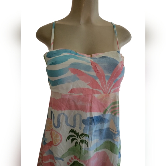 Paper Crane Tropical Maxi Dress Small Spring Summer Vacation Cruise Beach - Picture 4 of 7